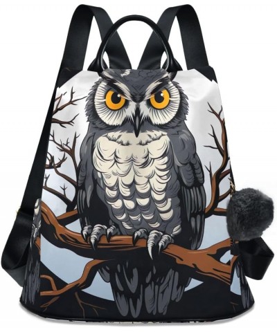 Cat on Pink Black Floor Women Backpack Purse Anti Theft Design Travel Hiking Camping Rucksack Pack Owl Full Moon $15.78 Backp...