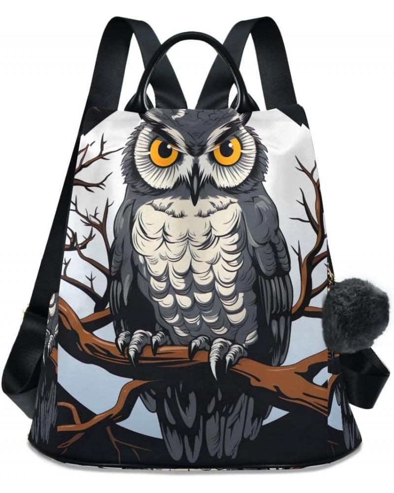 Cat on Pink Black Floor Women Backpack Purse Anti Theft Design Travel Hiking Camping Rucksack Pack Owl Full Moon $15.78 Backp...