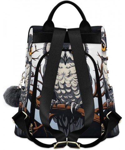 Cat on Pink Black Floor Women Backpack Purse Anti Theft Design Travel Hiking Camping Rucksack Pack Owl Full Moon $15.78 Backp...