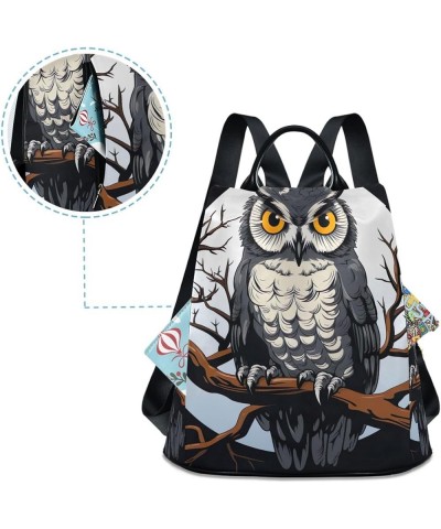 Cat on Pink Black Floor Women Backpack Purse Anti Theft Design Travel Hiking Camping Rucksack Pack Owl Full Moon $15.78 Backp...