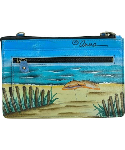 Hand Painted Women's Leather Organizer Wallet on a String Beach Day $54.80 Wallets