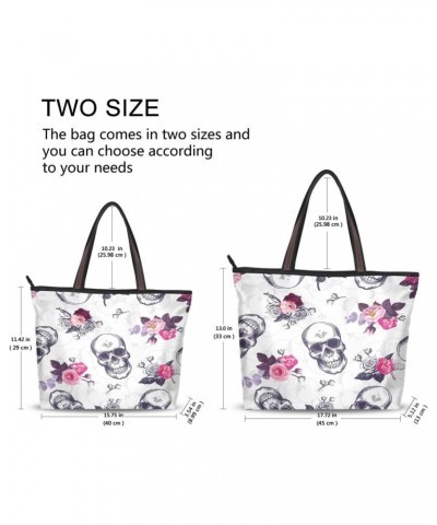 Womens Tote Bag, Human Skulls Vintage Backdrop Ladies Zip Shoulder Handbags $13.91 Shoulder Bags