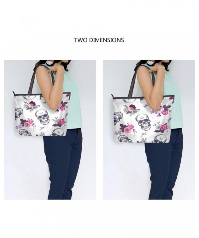 Womens Tote Bag, Human Skulls Vintage Backdrop Ladies Zip Shoulder Handbags $13.91 Shoulder Bags