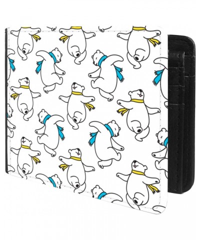 Unique Desige Pattern - Lovely Polar Bear Playing, Slim Front Pocket Wallet Billfold RFID Blocking $8.54 Wallets