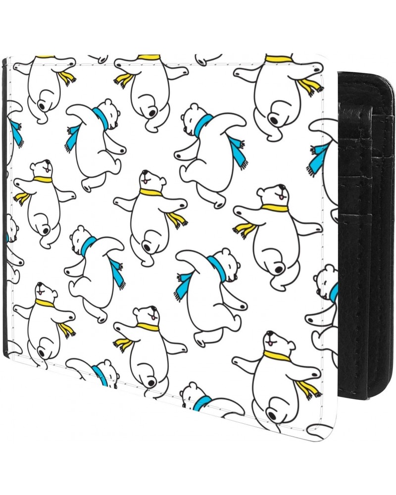 Unique Desige Pattern - Lovely Polar Bear Playing, Slim Front Pocket Wallet Billfold RFID Blocking $8.54 Wallets