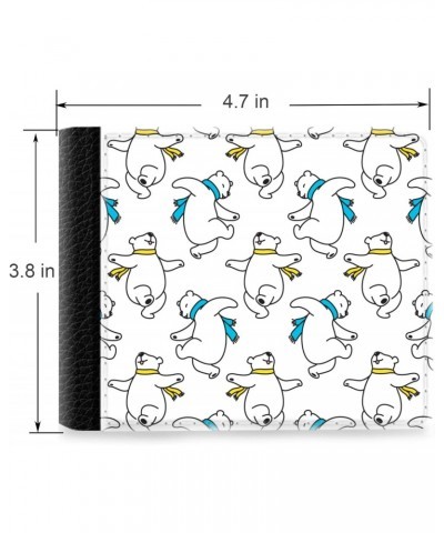 Unique Desige Pattern - Lovely Polar Bear Playing, Slim Front Pocket Wallet Billfold RFID Blocking $8.54 Wallets