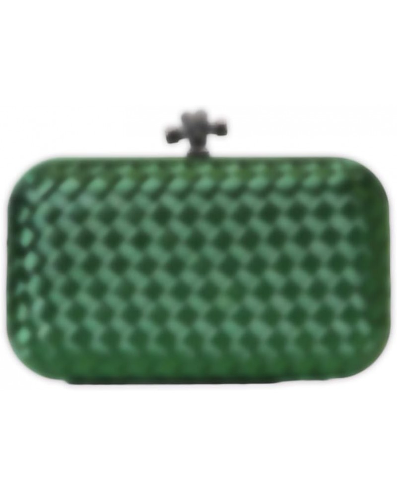 Woven Evening HandBag for Women Elegant Silk Woven Clutch Shoulder Crossbody Bag Party Wedding Dark Green $18.45 Evening Bags