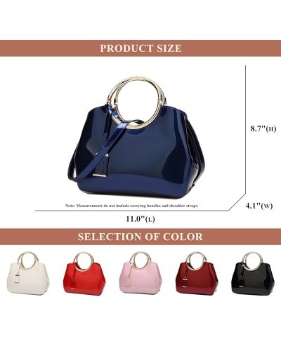 Top Handle Satchel Bag for Women PU Patent Leather Elegant Gloss Tote Shoulder Bag Classic Evening Handbag and Purse A / Red ...