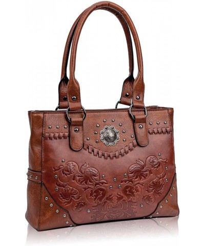 Tote Bag for Women Large Western Purse Ladies Top Handle Shoulder Handbags Vintage Embossed Concho Studs Light Coffee $30.63 ...