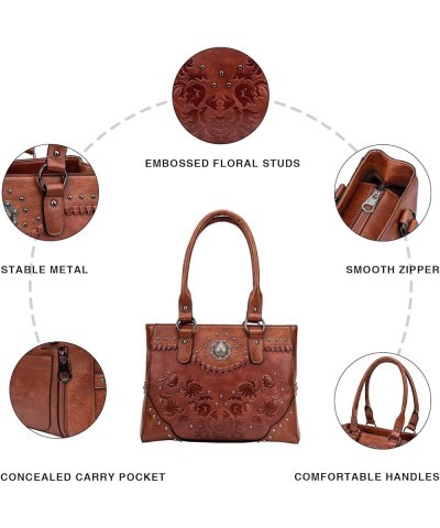 Tote Bag for Women Large Western Purse Ladies Top Handle Shoulder Handbags Vintage Embossed Concho Studs Light Coffee $30.63 ...