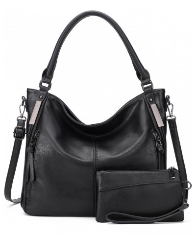 Purses for Women Shoulder Handbag Large Hobo Tote Bag with Small Purse (Z-Black-CM) $18.00 Totes