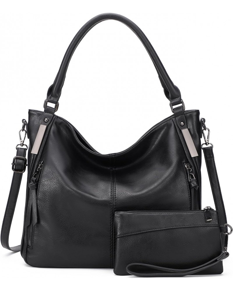 Purses for Women Shoulder Handbag Large Hobo Tote Bag with Small Purse (Z-Black-CM) $18.00 Totes