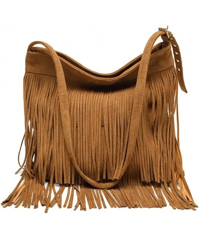 Hippie Faux Suede Tassel Crossbody Bags for Women，Vintage Fringe Shoulder Bag Sling Bag, Large Hobo Purse Handbag with Zipper...