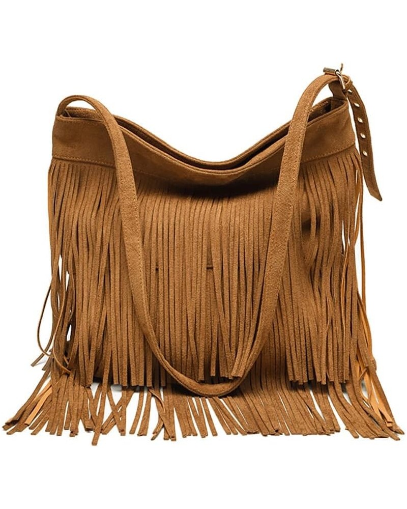 Hippie Faux Suede Tassel Crossbody Bags for Women，Vintage Fringe Shoulder Bag Sling Bag, Large Hobo Purse Handbag with Zipper...