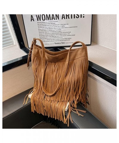 Hippie Faux Suede Tassel Crossbody Bags for Women，Vintage Fringe Shoulder Bag Sling Bag, Large Hobo Purse Handbag with Zipper...