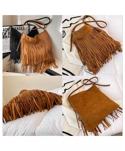 Hippie Faux Suede Tassel Crossbody Bags for Women，Vintage Fringe Shoulder Bag Sling Bag, Large Hobo Purse Handbag with Zipper...