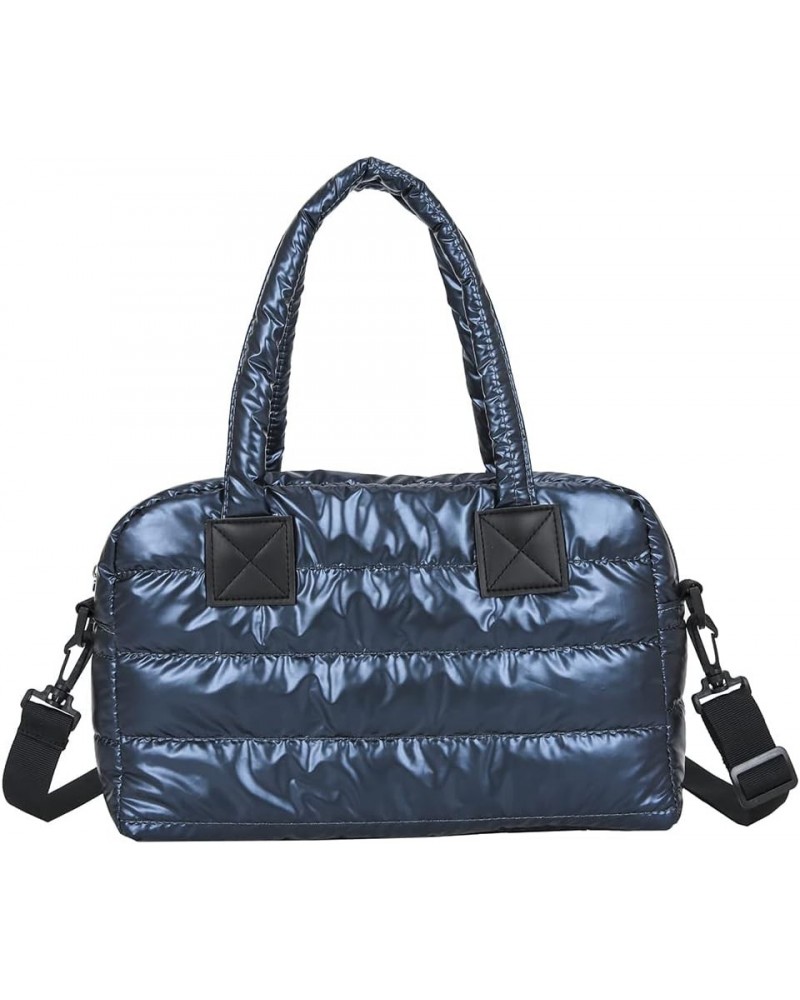 Puffer Tote Bag for Women, Quilted Cotton Padd signer, nter n Padd Shoulr Bag th Adjustable Strap-Blk Blue $14.04 Totes