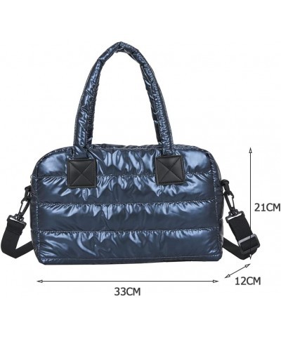 Puffer Tote Bag for Women, Quilted Cotton Padd signer, nter n Padd Shoulr Bag th Adjustable Strap-Blk Blue $14.04 Totes