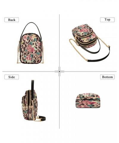 Wildlife Leopard Skins Crossbody Bags for Women Quilted Chain Crossbody Purses Trendy Tropical Hibiscus Flower Cross Body Pho...