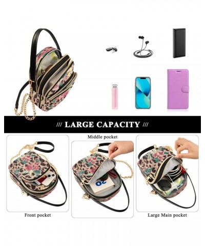 Wildlife Leopard Skins Crossbody Bags for Women Quilted Chain Crossbody Purses Trendy Tropical Hibiscus Flower Cross Body Pho...