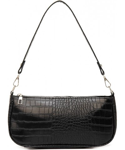 Small Shoulder Bags for Women Retro Classic Tote Purse Handbag Crocodile Pattern Clutch Black $11.12 Totes