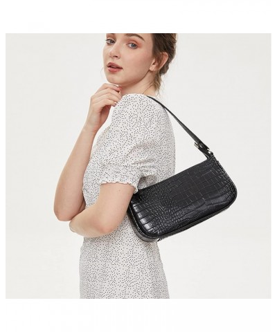 Small Shoulder Bags for Women Retro Classic Tote Purse Handbag Crocodile Pattern Clutch Black $11.12 Totes