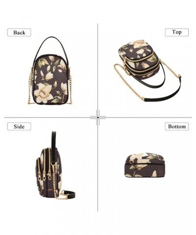 Watercolor Magnolia Flower Crossbody Bags for Women Chain Crossbody Flight Bag Cellphone Wallet Bag with Chain Strap for Dail...