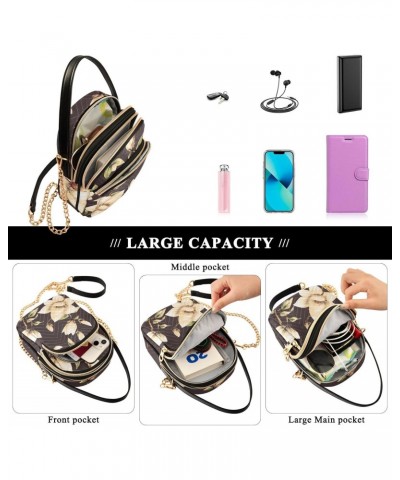 Watercolor Magnolia Flower Crossbody Bags for Women Chain Crossbody Flight Bag Cellphone Wallet Bag with Chain Strap for Dail...