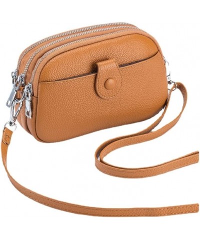 Genuine Leather Crossbody Bag for Women Small Size Handbag Mobile Phone Pouch Orange $20.22 Totes