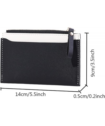 Men Thin Slim Wallet Ladies Colorblock Zip Coin Purse Multi Card Slot Wallet Leather Coin Purse Wallet Green 0 One Size $8.93...