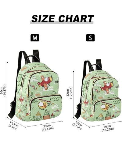 Women Backpack Cartoon Plane House Anti-Theft Travel Backpack with Luggage Belt Lightweight Handbag Lady Purse Roomy Double Z...