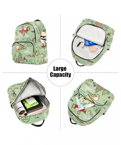 Women Backpack Cartoon Plane House Anti-Theft Travel Backpack with Luggage Belt Lightweight Handbag Lady Purse Roomy Double Z...