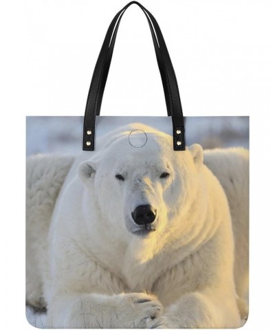 Polar Bear Images Printed Tote Bag for Women Fashion Handbag with Top Handles Shopping Bags for Work Travel $19.37 Totes