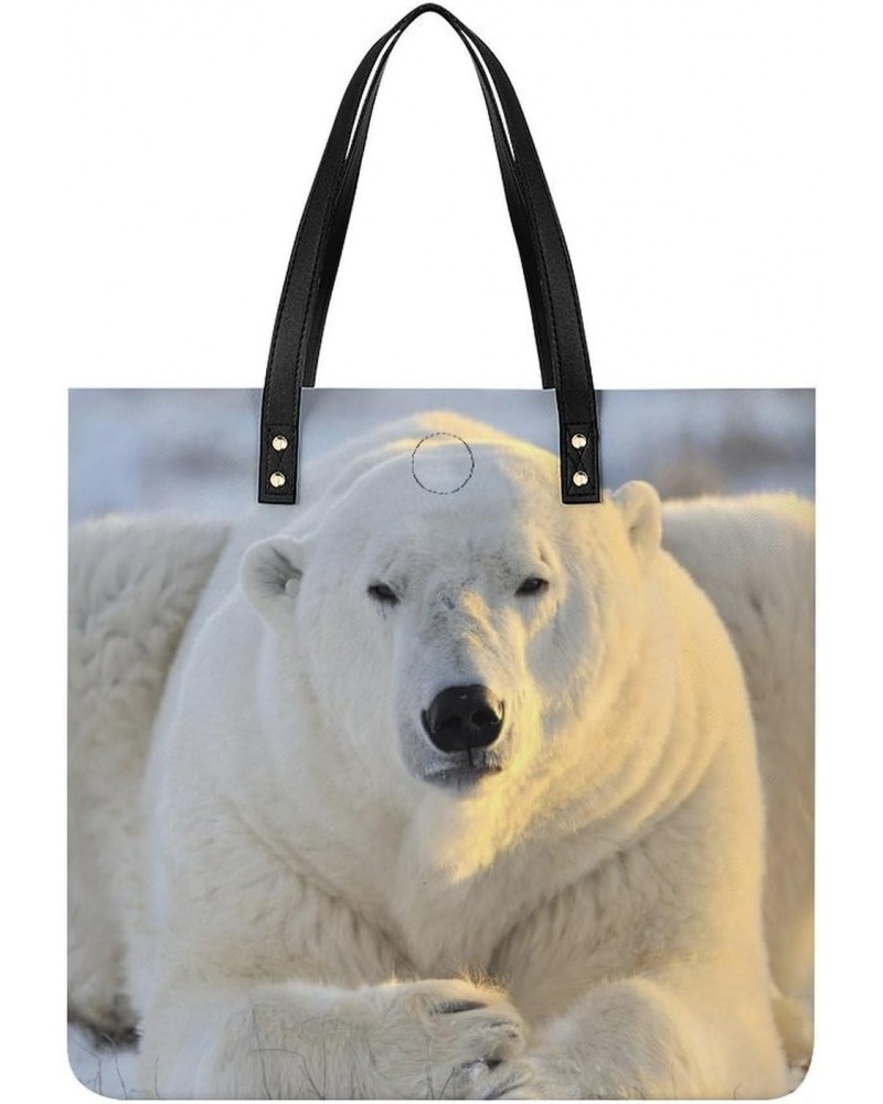 Polar Bear Images Printed Tote Bag for Women Fashion Handbag with Top Handles Shopping Bags for Work Travel $19.37 Totes