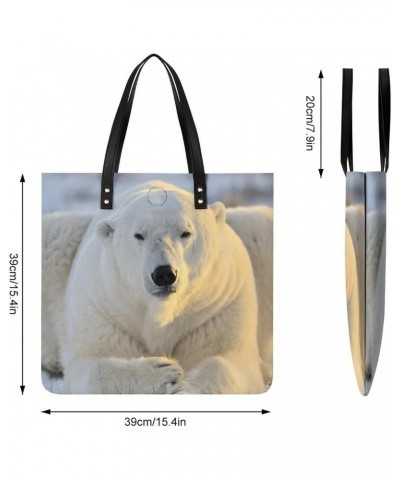 Polar Bear Images Printed Tote Bag for Women Fashion Handbag with Top Handles Shopping Bags for Work Travel $19.37 Totes