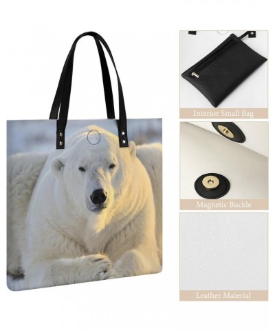 Polar Bear Images Printed Tote Bag for Women Fashion Handbag with Top Handles Shopping Bags for Work Travel $19.37 Totes