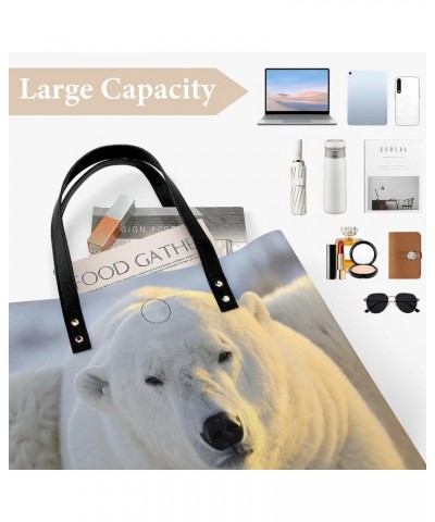 Polar Bear Images Printed Tote Bag for Women Fashion Handbag with Top Handles Shopping Bags for Work Travel $19.37 Totes