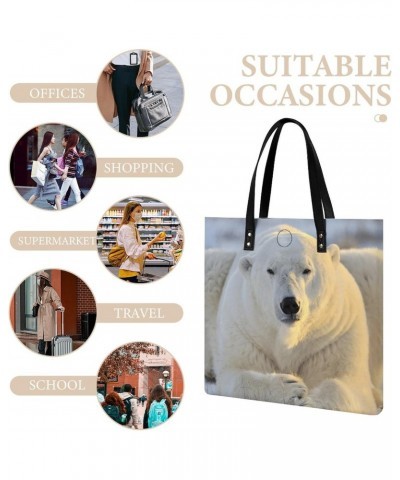 Polar Bear Images Printed Tote Bag for Women Fashion Handbag with Top Handles Shopping Bags for Work Travel $19.37 Totes