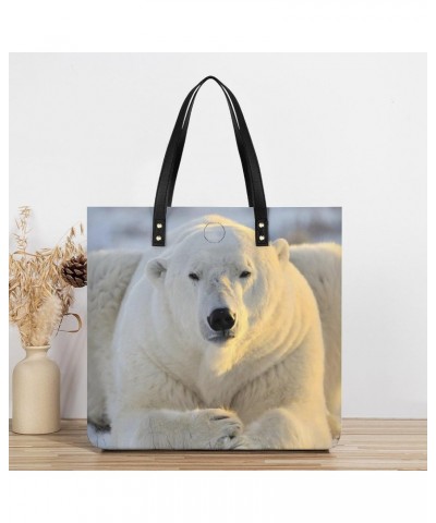 Polar Bear Images Printed Tote Bag for Women Fashion Handbag with Top Handles Shopping Bags for Work Travel $19.37 Totes