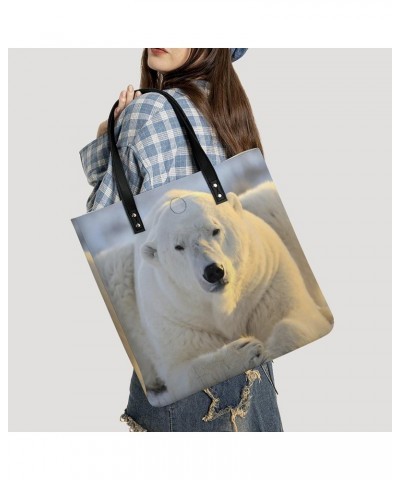 Polar Bear Images Printed Tote Bag for Women Fashion Handbag with Top Handles Shopping Bags for Work Travel $19.37 Totes