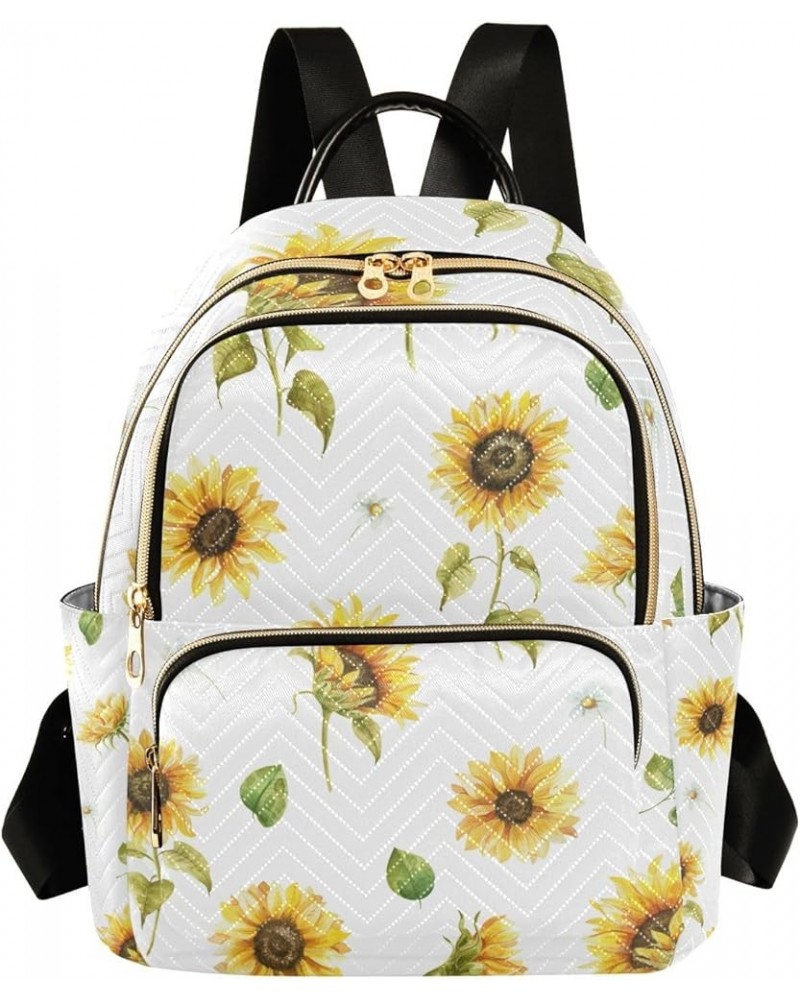 Women Backpack Sunflower Cute Green Leaves Vintage Anti-Theft Travel Backpack with Luggage Belt Lightweight Handbag Lady Purs...