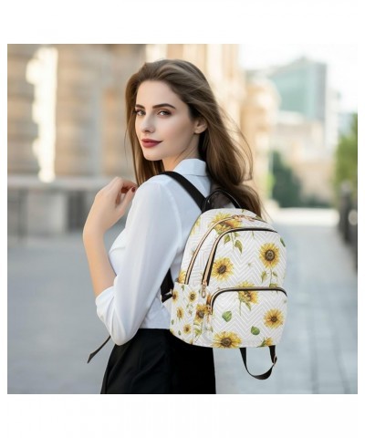 Women Backpack Sunflower Cute Green Leaves Vintage Anti-Theft Travel Backpack with Luggage Belt Lightweight Handbag Lady Purs...