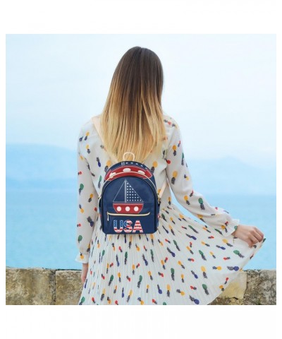 American Ship Mini Backpack Purse for Women Teen Girls, Ship Leather Small Backpack Lightweight Casual Travel Daypacks Should...