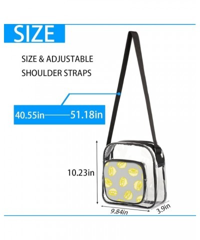 Lemon Yellowish Stadium-Approved Clear Crossbody Bag with Colorful Print Design Lemons Grey $14.15 Crossbody Bags