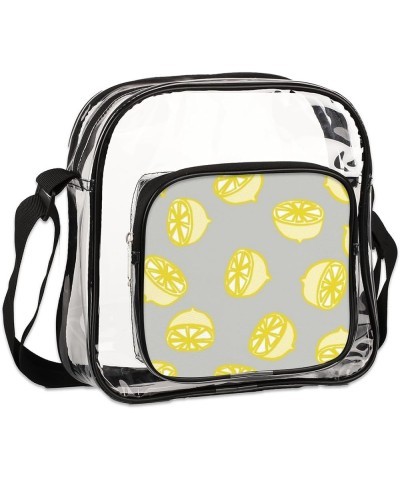 Lemon Yellowish Stadium-Approved Clear Crossbody Bag with Colorful Print Design Lemons Grey $14.15 Crossbody Bags