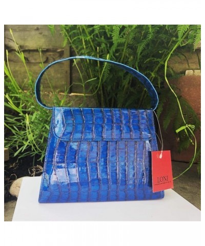 Clutch Handbag Purse for Women | Shoulder & Top-Handle Grab Handbag | Patent leather Bag for Wedding & Prom Croc Blue $31.89 ...