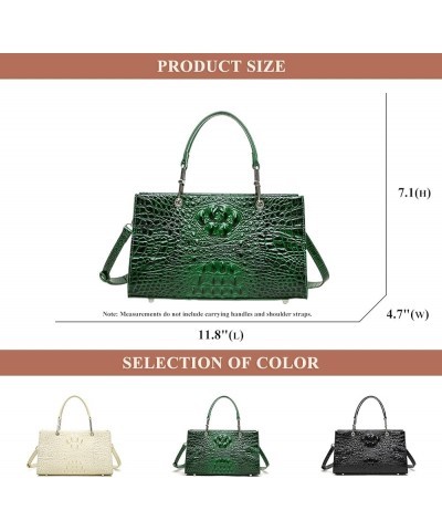 Women PU Leather Boston Bags Fashion Crocodile Pattern Party Satchel Handbag Ladies Vintage Work Business Shoulder Bag Lvory ...