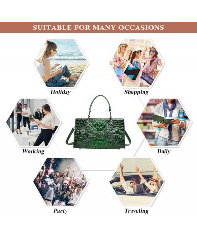 Women PU Leather Boston Bags Fashion Crocodile Pattern Party Satchel Handbag Ladies Vintage Work Business Shoulder Bag Lvory ...