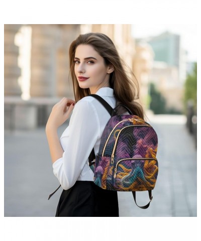 Small Fashion Backpack for Women Abstract Fluid Octopuses Print Ladies Travel Daypack Aesthetic Shoulder Bag 11.4×6.1×14.1 IN...