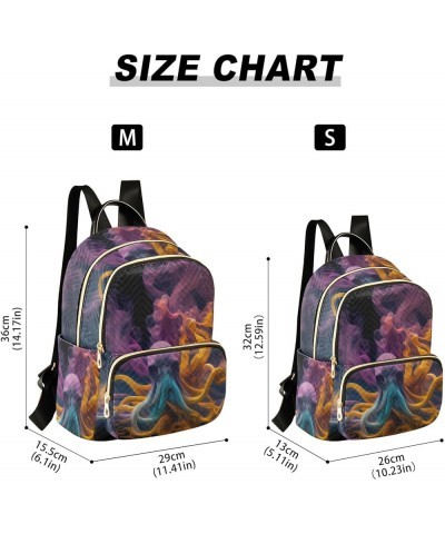 Small Fashion Backpack for Women Abstract Fluid Octopuses Print Ladies Travel Daypack Aesthetic Shoulder Bag 11.4×6.1×14.1 IN...